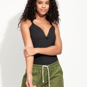 Pact Organic Lace Camisole Tank - M - Black
